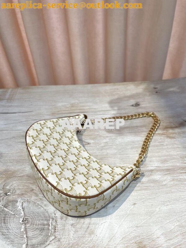 Replica Celine Medium Ava Chain In Canvas and Calfskin 199582 White 4