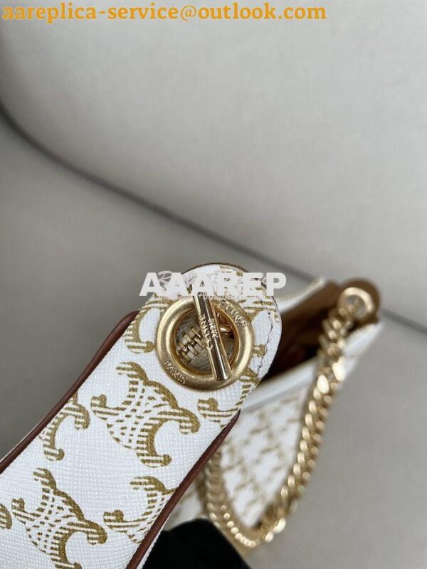 Replica Celine Medium Ava Chain In Canvas and Calfskin 199582 White 8