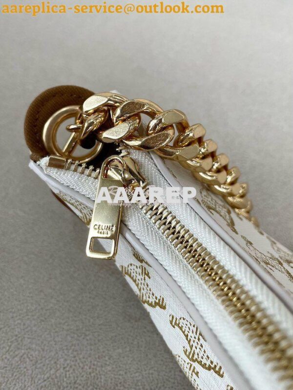 Replica Celine Medium Ava Chain In Canvas and Calfskin 199582 White 11