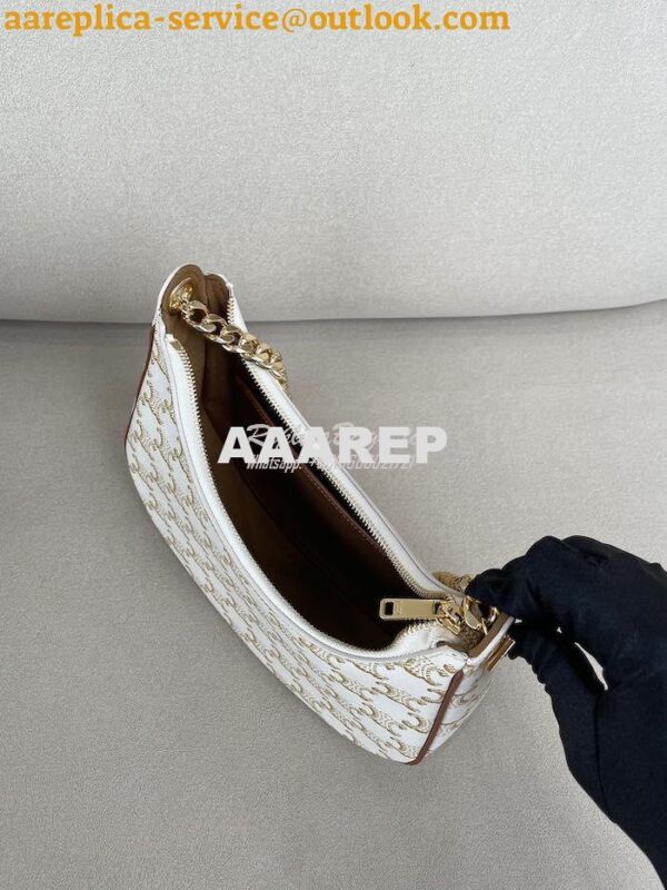 Replica Celine Medium Ava Chain In Canvas and Calfskin 199582 White 13