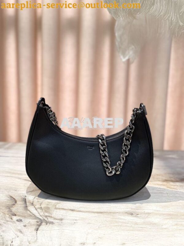 Replica Celine Medium Ava Chain In Smooth Calfskin 199583 All Black 3