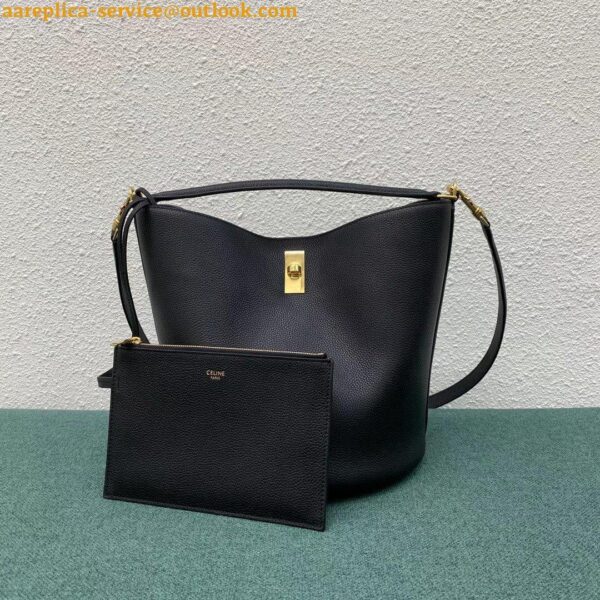 Replica Celine Bucket 16 Bag In Black Grained Calfskin 19