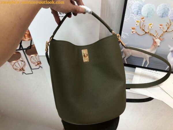 Replica Celine Bucket 16 Bag In Dark Olive Grained Calfskin 6