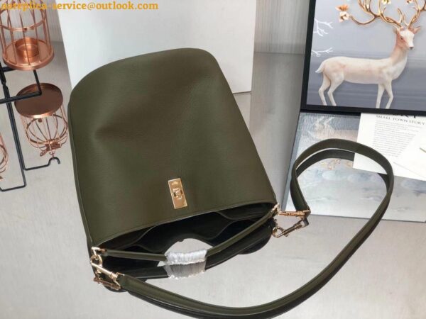 Replica Celine Bucket 16 Bag In Dark Olive Grained Calfskin 9