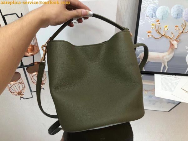 Replica Celine Bucket 16 Bag In Dark Olive Grained Calfskin 10