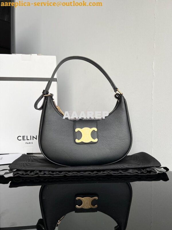 Replica Celine Medium Ava Triomphe Bag In Smooth Calfskin 114493 Black 3