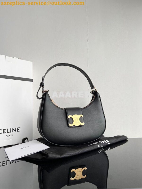 Replica Celine Medium Ava Triomphe Bag In Smooth Calfskin 114493 Black 4