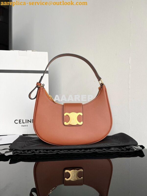 Replica Celine Medium Ava Triomphe Bag In Smooth Calfskin 114493 Tan 3