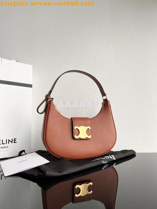 Replica Celine Medium Ava Triomphe Bag In Smooth Calfskin 114493 Tan 4