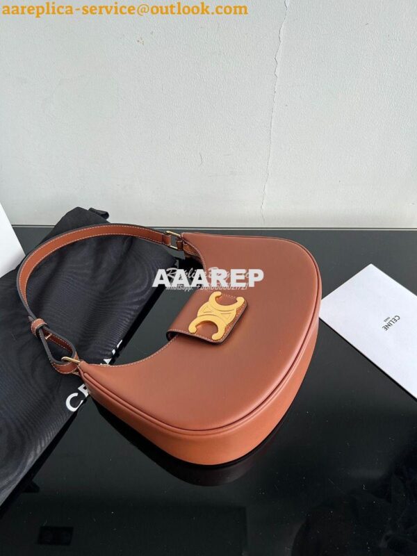 Replica Celine Medium Ava Triomphe Bag In Smooth Calfskin 114493 Tan 5