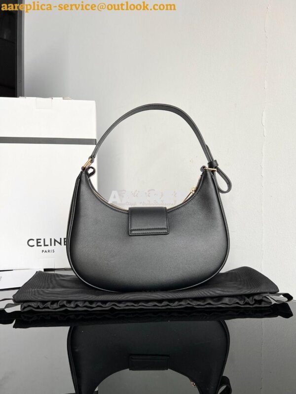 Replica Celine Medium Ava Triomphe Bag In Smooth Calfskin 114493 Black 15