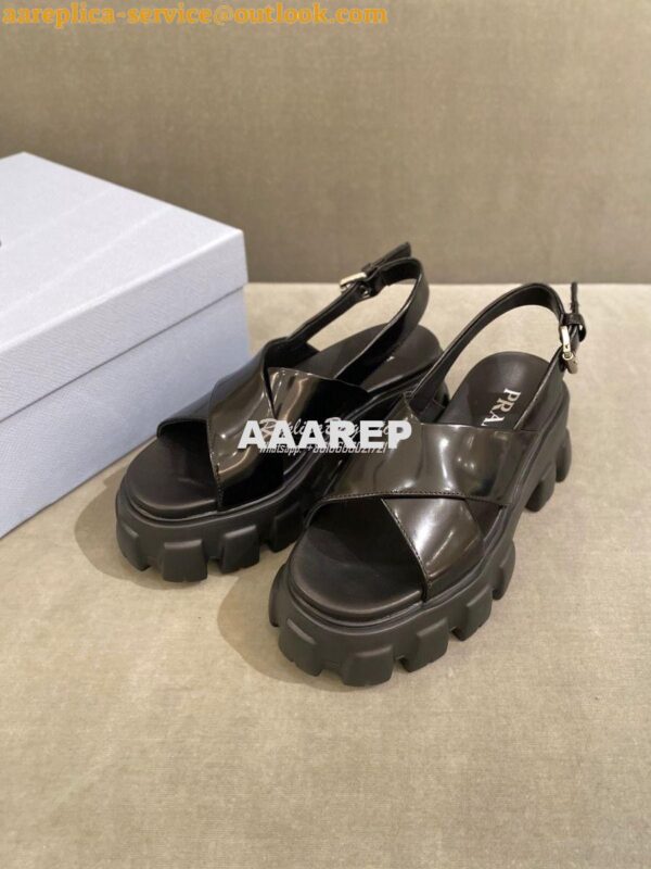 Replica Prada Monolith Brushed Leather Sandals 1X527M 5