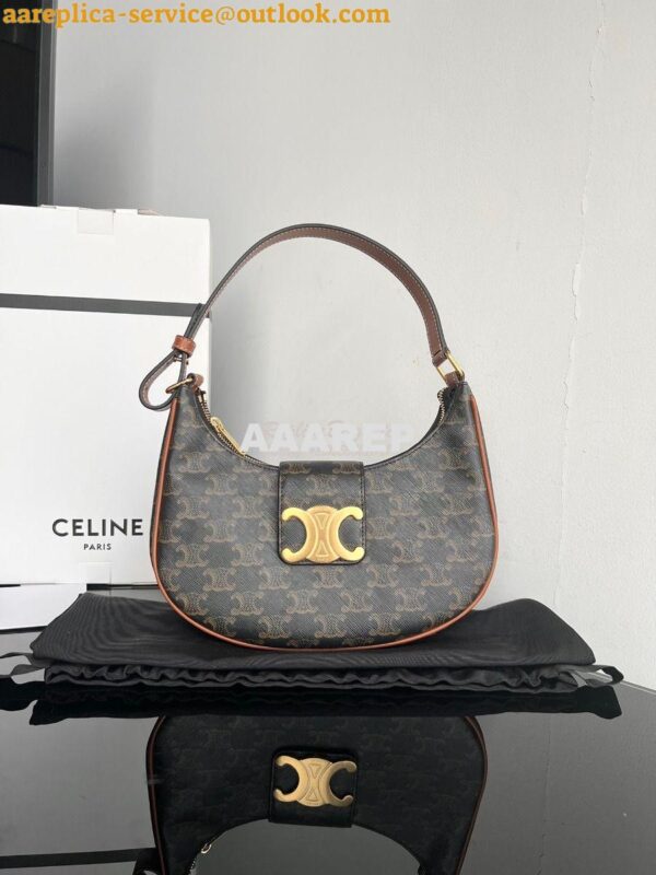 Replica Celine Medium Ava Triomphe Bag In Triomphe Canvas and Calfskin 3