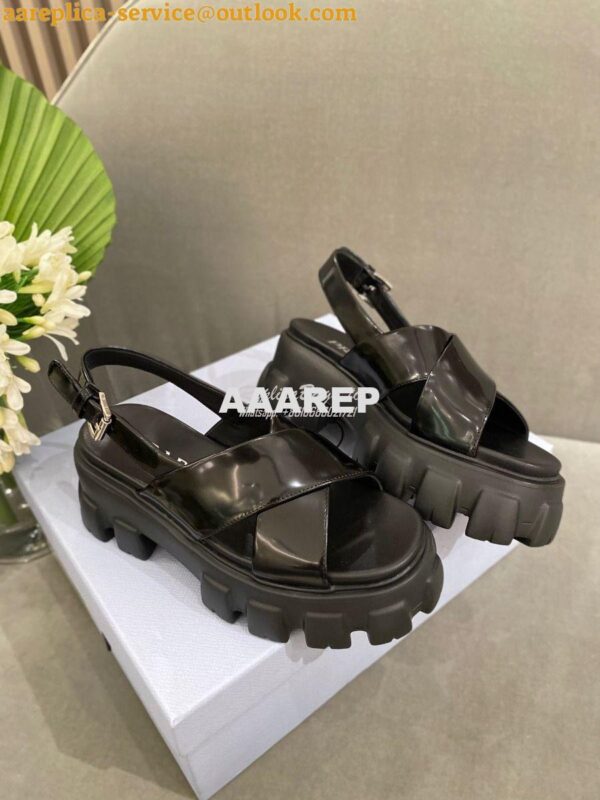 Replica Prada Monolith Brushed Leather Sandals 1X527M 9