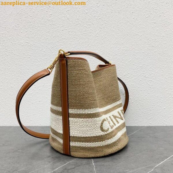 Replica Celine Bucket 16 Bag In Textile with Celine Logo 5