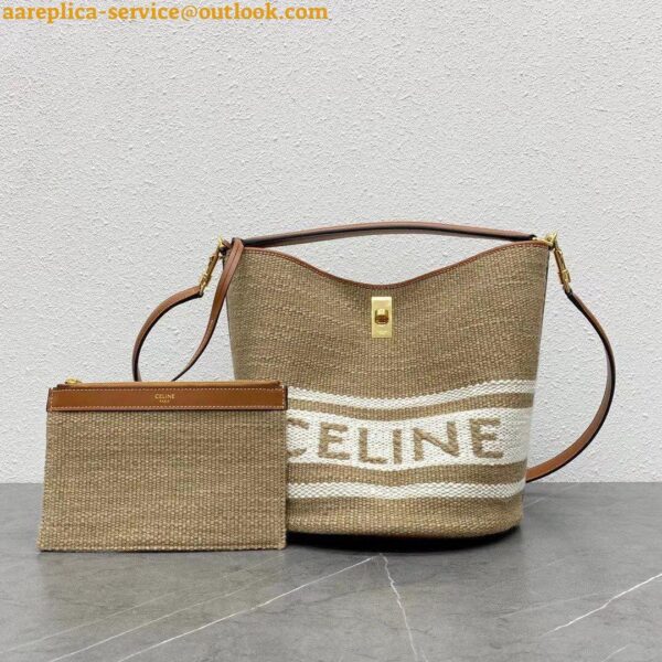 Replica Celine Bucket 16 Bag In Textile with Celine Logo 6