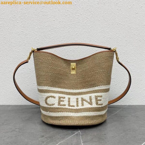 Replica Celine Bucket 16 Bag In Textile with Celine Logo 8