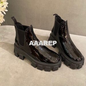 Replica Prada Monolith Patent Leather Booties 1T725L 2