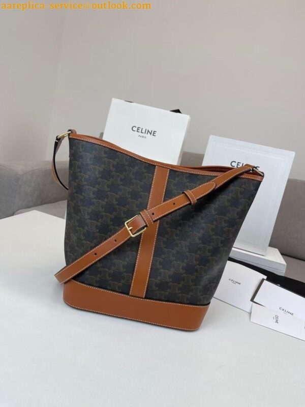 Replica Celine Medium Bucket Bag In Triomphe Canvas and Calfskin 7