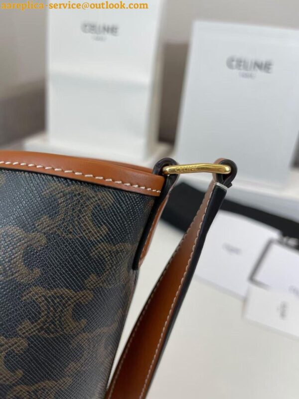 Replica Celine Medium Bucket Bag In Triomphe Canvas and Calfskin 12