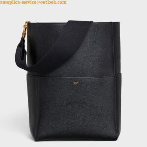 Replica Celine Sangle Bucket Bag In Black Grained Calfskin