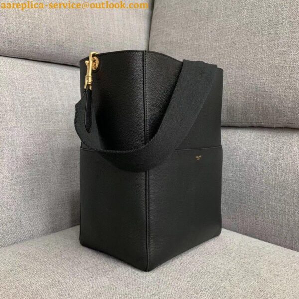 Replica Celine Sangle Bucket Bag In Black Grained Calfskin 5