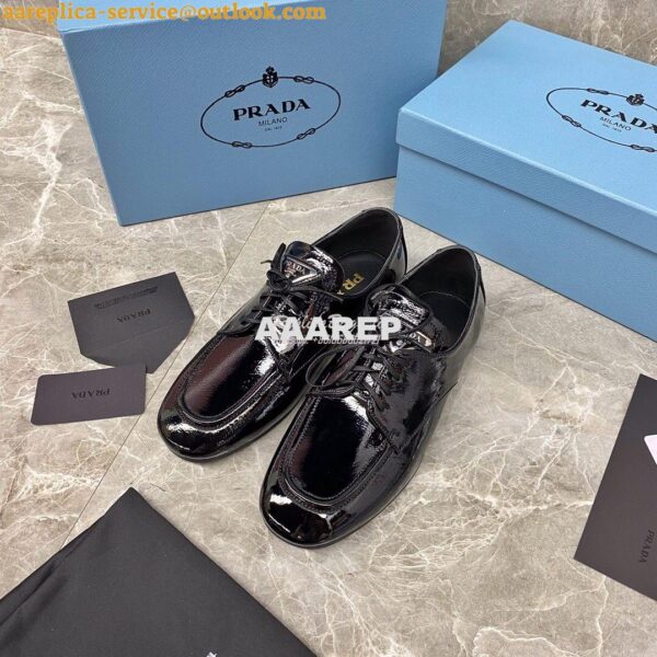 Replica Prada Naplak Leather Laced Shoes 1E278M Black 4