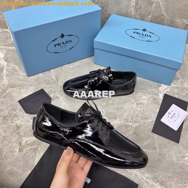 Replica Prada Naplak Leather Laced Shoes 1E278M Black 6