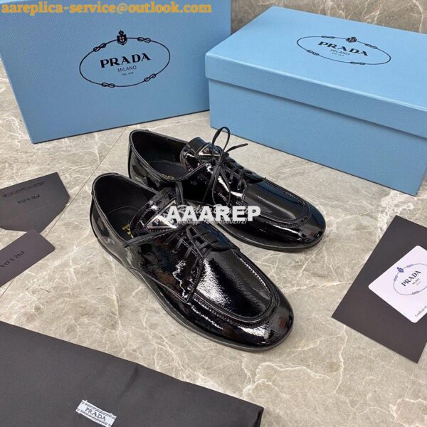 Replica Prada Naplak Leather Laced Shoes 1E278M Black 7