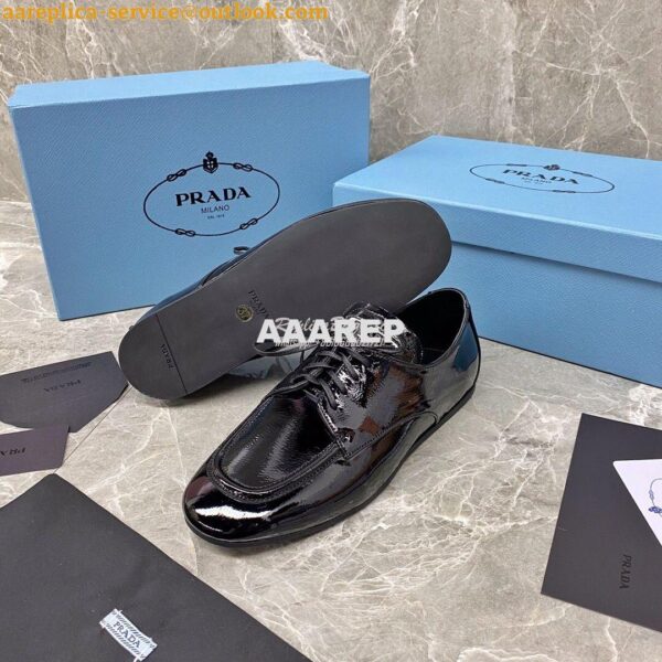 Replica Prada Naplak Leather Laced Shoes 1E278M Black 9