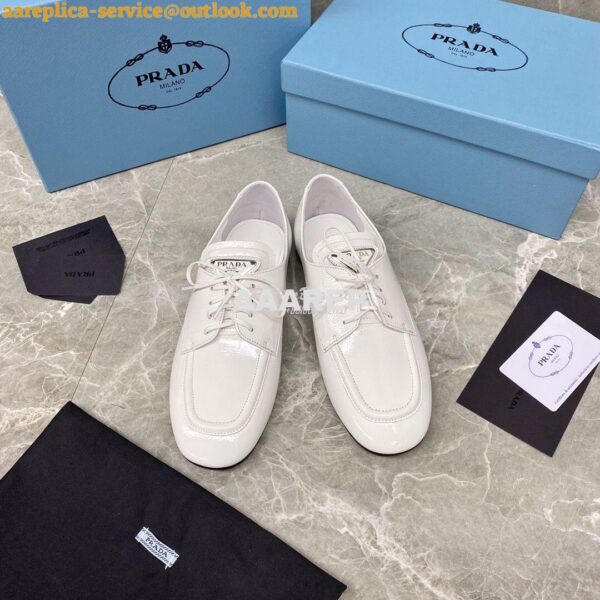 Replica Prada Naplak Leather Laced Shoes 1E278M White 3