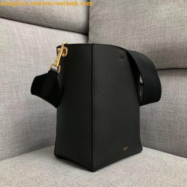 Replica Celine Sangle Small Bucket Bag In Black Calfskin 6