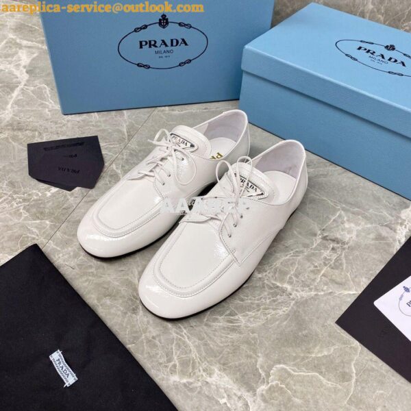 Replica Prada Naplak Leather Laced Shoes 1E278M White 4