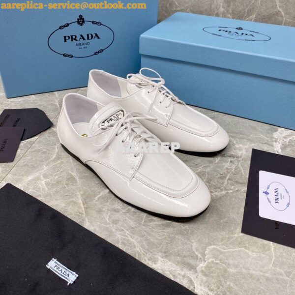 Replica Prada Naplak Leather Laced Shoes 1E278M White 5