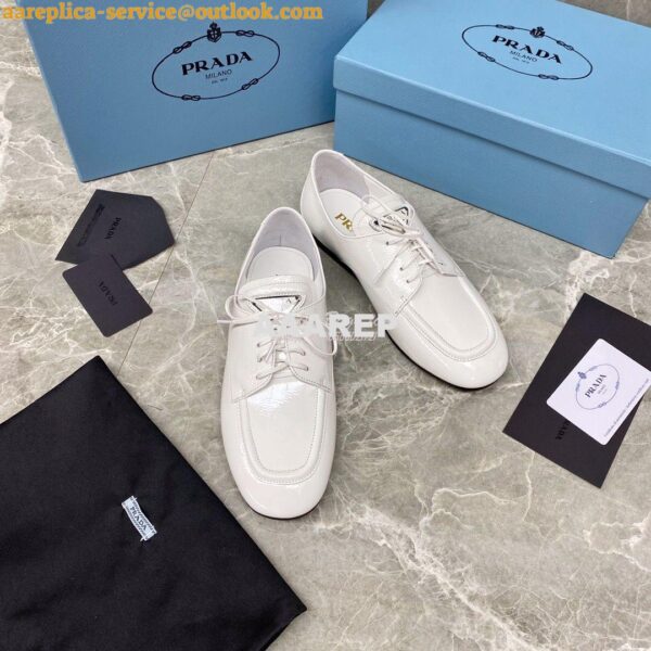 Replica Prada Naplak Leather Laced Shoes 1E278M White 6