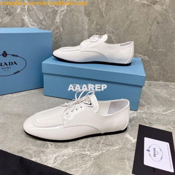 Replica Prada Naplak Leather Laced Shoes 1E278M White 7