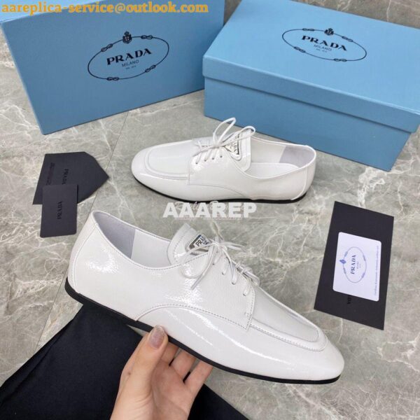 Replica Prada Naplak Leather Laced Shoes 1E278M White 8