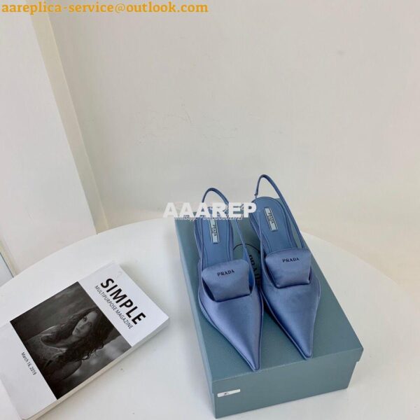 Replica Prada Nylon Gabardine Slingback Pumps 1I566M Blue 3