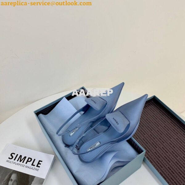 Replica Prada Nylon Gabardine Slingback Pumps 1I566M Blue 5