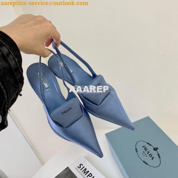 Replica Prada Nylon Gabardine Slingback Pumps 1I566M Blue 6