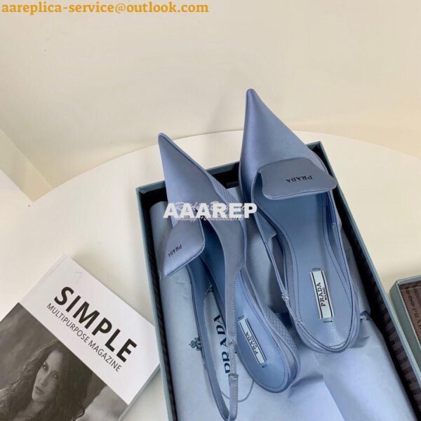 Replica Prada Nylon Gabardine Slingback Pumps 1I566M Blue 8