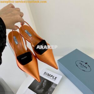 Replica Prada Nylon Gabardine Slingback Pumps 1I566M Orange 2