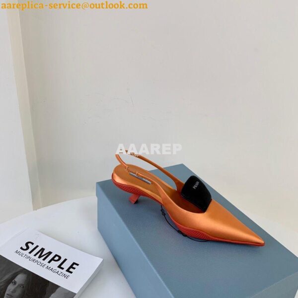 Replica Prada Nylon Gabardine Slingback Pumps 1I566M Orange 5