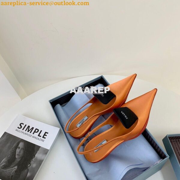 Replica Prada Nylon Gabardine Slingback Pumps 1I566M Orange 6