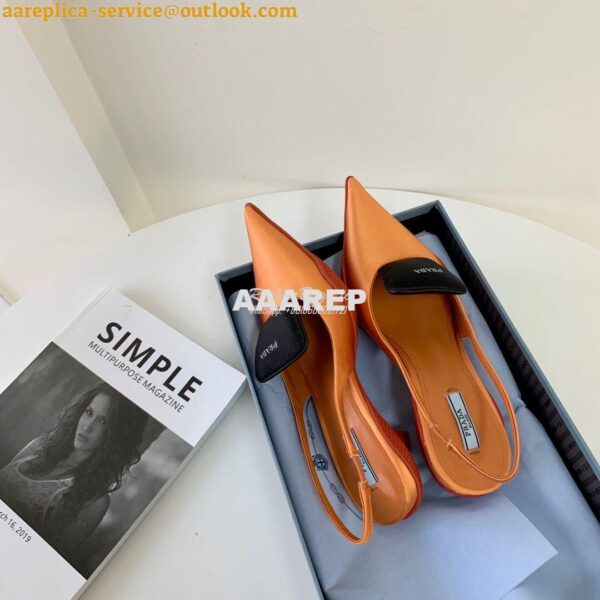 Replica Prada Nylon Gabardine Slingback Pumps 1I566M Orange 7