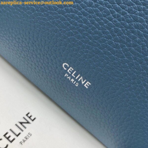 Replica Celine Sangle Small Bucket Bag In Slate Blue Calfskin 8