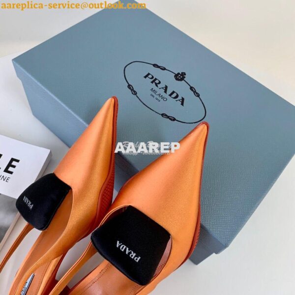 Replica Prada Nylon Gabardine Slingback Pumps 1I566M Orange 8