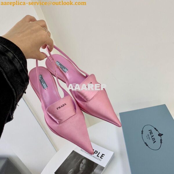 Replica Prada Nylon Gabardine Slingback Pumps 1I566M Pink 4