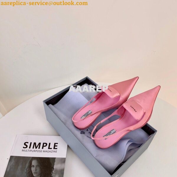 Replica Prada Nylon Gabardine Slingback Pumps 1I566M Pink 5