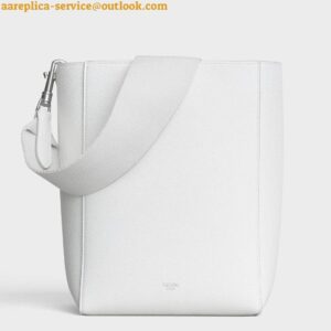 Replica Celine Sangle Small Bucket Bag In White Calfskin 2